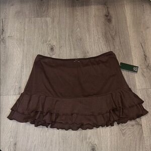 wild fable Chocolate Brown Ruffle Mini Skirt